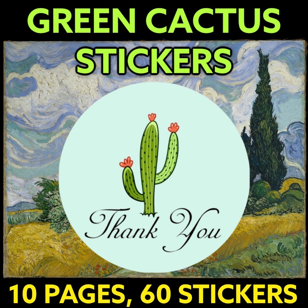 60 2.5” Cactus Green Stickers CLEARANCE - Picture 2 of 6